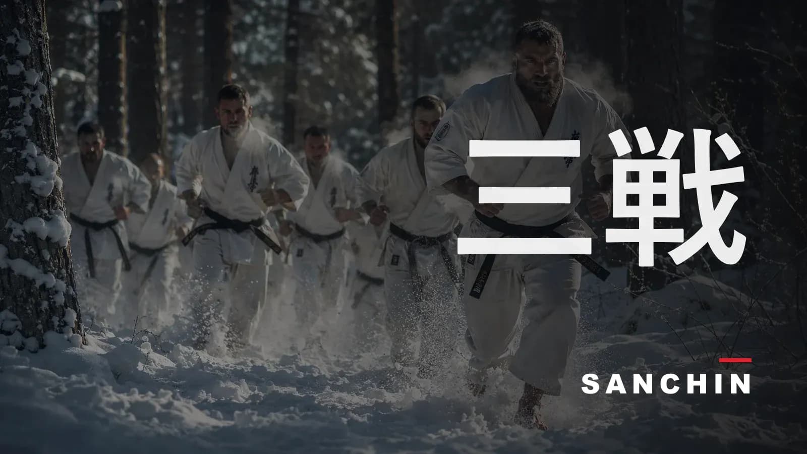 Karateka entrenando en la nieve
